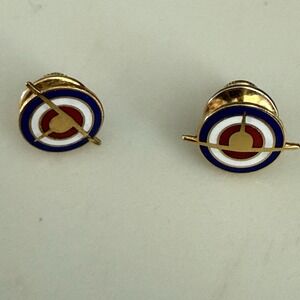 Vintage Royal Air Force RAF 10K Gold Filled Enamel Lapel Tack Pin Pair 1/2"